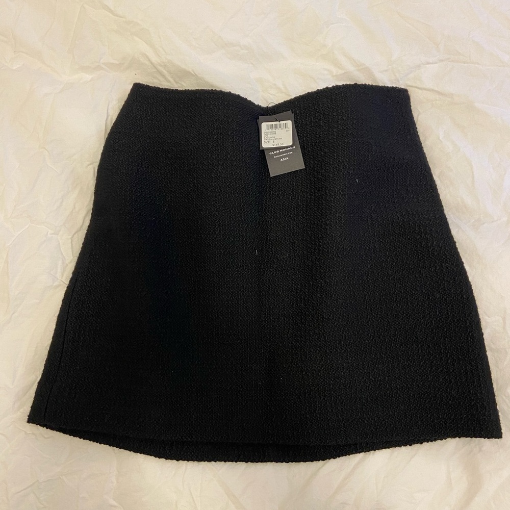 Tweed Black Club Monaco Mini Skirt TAGS ON! Size 4